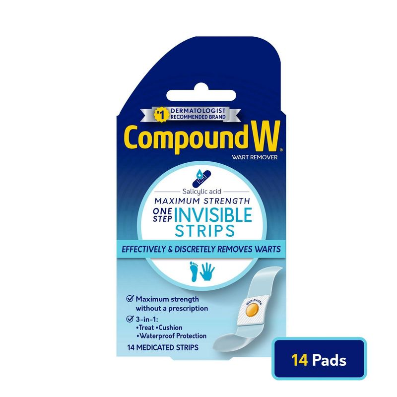 Compound W Maximum Strength One Step Invisible Wart Remover Strips - 14 ct, 1 of 9