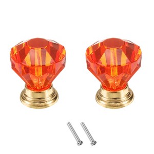 Unique Bargains Crystal Cabinet Knobs with Screw for Cupboard Wardrobe 2 Pcs - 1 of 4