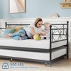 Twin Size Daybed Metal Daybed Frame, Space Saving Compact Design, Mattress Foundation Platform Sofa Bed, Lockable Casters, for Bedroom - 2 of 4