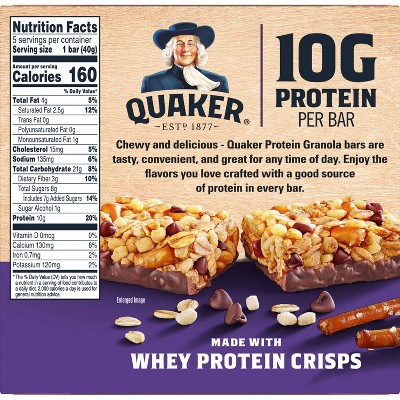 Quaker Chocolate Pretzel Protein Bars - 10g Protein - 7oz/5ct