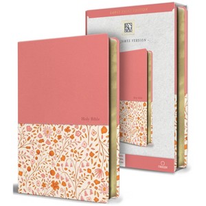 KJV Holy Bible, Large Print Handy Size Format, 2 Piece Pink Floral Leathersoft with Ribbon Marker, Red Letter - by  King James Version (Hardcover) - 1 of 1