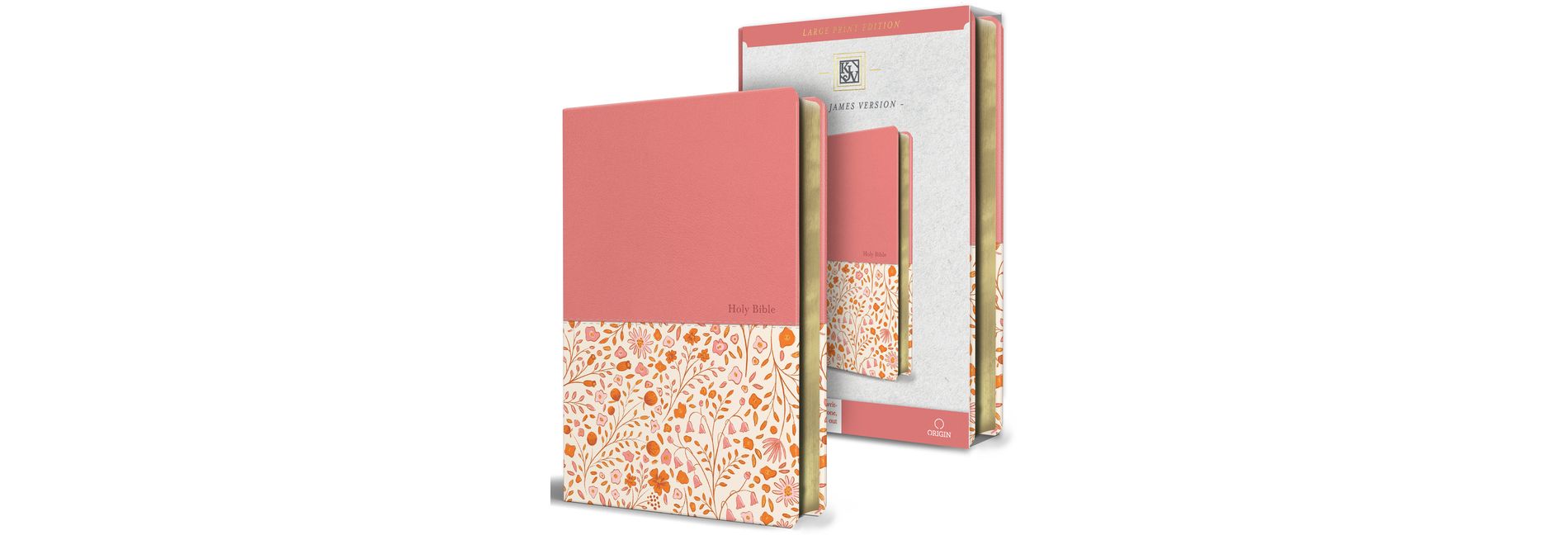 KJV Holy Bible, Large Print Handy Size Format, 2 Piece Pink Floral Leathersoft with Ribbon Marker, Red Letter - by  King James Version (Hardcover)