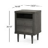 KWPZQEB Night Stand, Nightstand with 2 Drawer & Open Shelf, Mid-Century End Table with Wooden Handle, Wooden Flie Cabinet for Bedroom, Small Spaces - 4 of 4