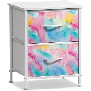 Sorbus Nightstand with 2 Drawers - Steel Frame, Wood Top & Easy Pull Fabric Bins - Great for Home, Bedroom, Office & College Dorm - 1 of 4