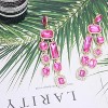 Vintage Rectangle Teardrop Chandelier Earrings, Art Deco Wedding Austrian Crystal Drop Dangle Earrings for Women Party Prom - 3 of 4