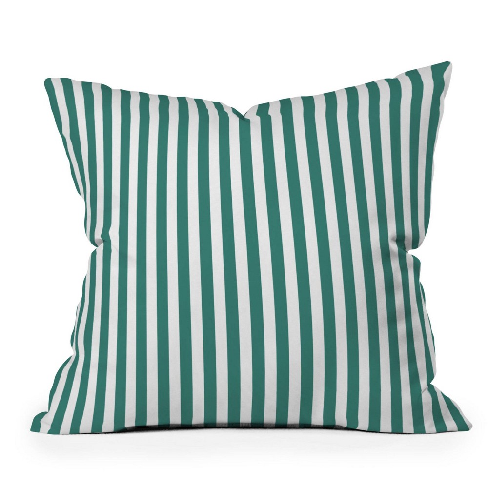 Photos - Pillow 16"x16" Natalie Baca Bouquet Striped Square Throw  Green - Deny Designs: Hidden Zipper, Removable Cover, Indoor Use