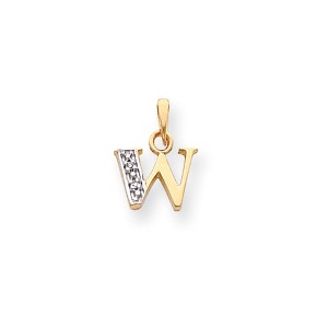 Black Bow Jewelry The Chloe Mini Diamond Accent initial W Pendant in 14k Yellow Gold - 1 of 2