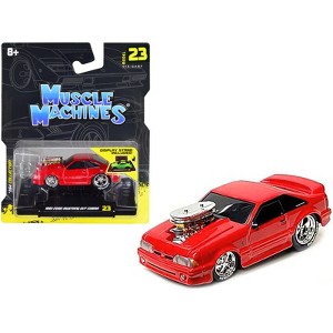 1993 Ford Mustang SVT Cobra Red 1/64 Diecast Model Car by Muscle Machines - 1 of 3