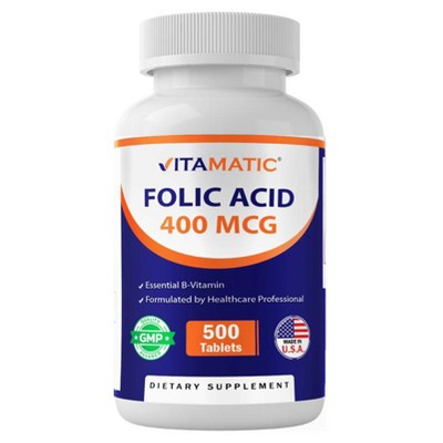 Folic Acid 400mcg - 500 Vegetarian Tablets