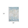Gold Sky Blue And Ivory Abstract Area Rug - 3 of 4