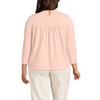 Lands' End Women's 3/4 Sleeve Cotton Slub Lace Trim Top - 2 of 4