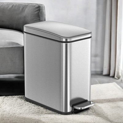 1.3 Gallon (5 L) Bathroom Trash Can, Small Trash Bin with Lid, Slim for Small Spaces, Stainless Steel Garbage Can, Soft Close
