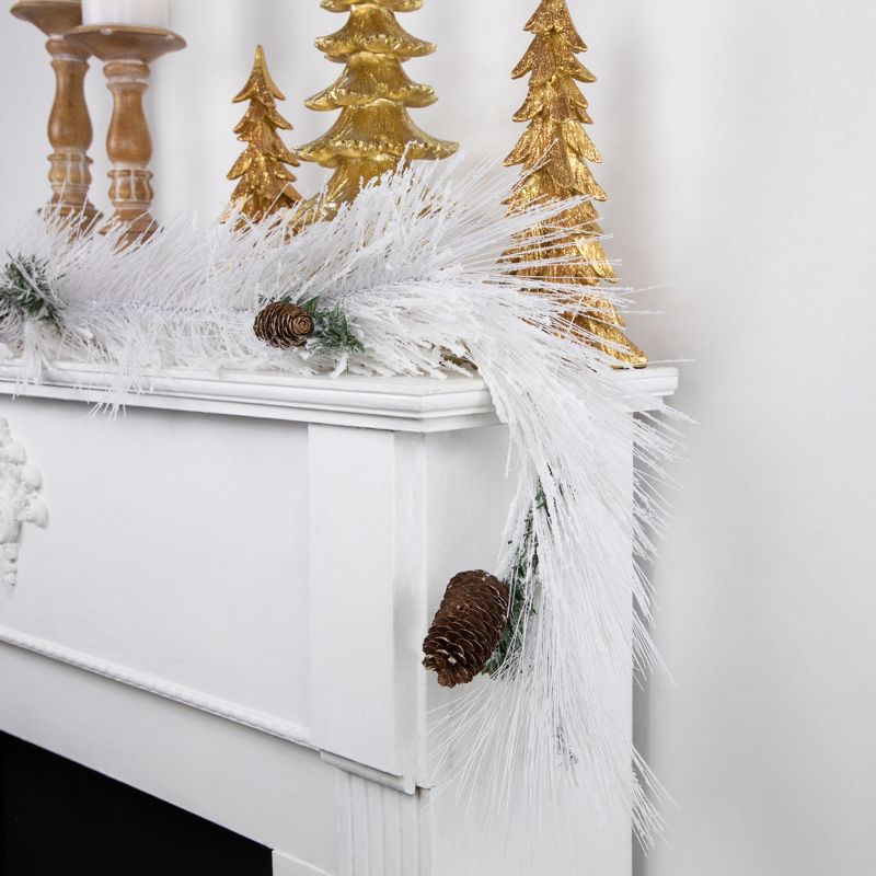 Northlight 6' x 10" White Flocked Artificial Christmas Garland with Pine Cones, Unlit, 3 of 7