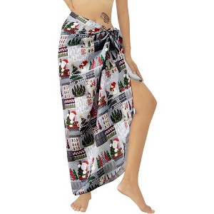 HAPPY BAY Women's Beachwear Beach Santa Bikini Coverups Wrap Swimwear Pareo Wraps Christmas Tree Swim Cover Up Sarong for Women - 1 of 4