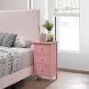 GlasFlength Nightstands Modern Three Drawer Bedside Table with Metal Handles Elegant Design for Bedroom Storage, Pink, 19"*15"*25" - 3 of 4