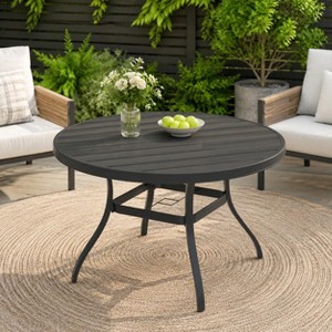 60 round patio table with umbrella hole DIFY 60" Dining for 8-10, Outdoor Metal Dining Table 1.57" for Backyard Lawn Garden, Black : Patio, Lawn & Garden Robust Metal Build Outdoor Round Patio Dining Table,