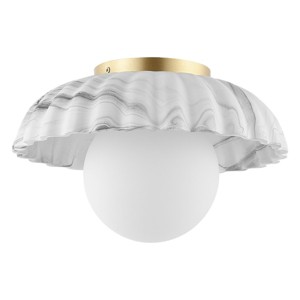 Grima 12" Flush Mount - FLU4089 - White Marble/Gold - Safavieh - 1 of 4