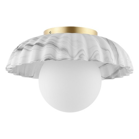 Grima 12" Flush Mount - White/Gold - Safavieh. - image 1 of 4