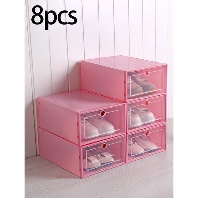 1/4/8 Shoe Boxes, Shoe Racks, Stackable, Individually Detachable, Household Clear, Drawer Style, Plastic Storage Box With Dust Cover