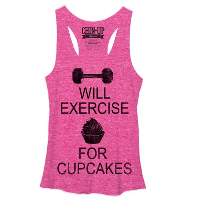 Women's Chin Up Cupcake Racerback Tank Top - Pink Heather - Medium : Target