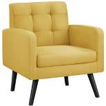 Yaheetech Modern Armchair Accent Chair Fabric Tufted with Rubber Wooden Leg