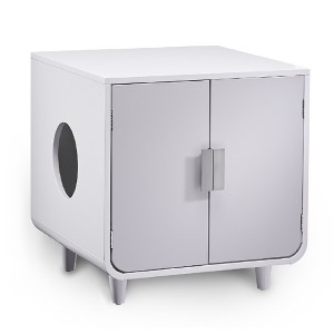 Teamson Pets Dyad Wooden Cat Litter Tray Box Washroom Puppy Toilet Alpine White - 1 of 4