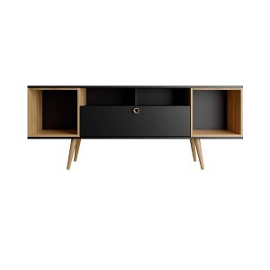 Theodore TV Stand for TVs up to 60" Black/Cinnamon - Manhattan Comfort: Entertainment Center with Cable Management - 1 of 4