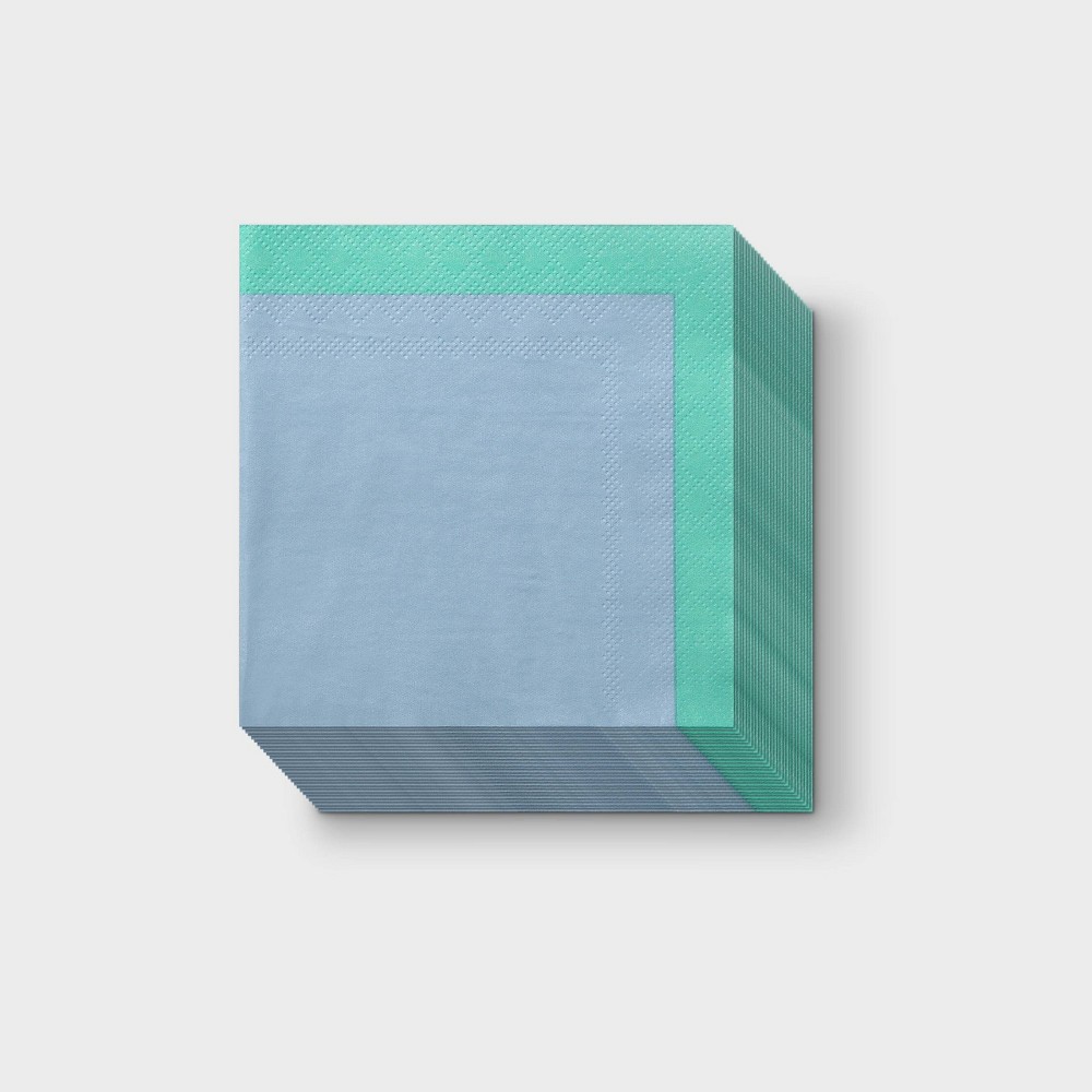 case of 16 16ct Blue and Green Beverage Napkins