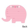 Big Dot of Happiness Pink Elephant - Shaped Fill-in Invitations - Girl Baby Shower or Birthday Party Invitation Cards with Envelopes - Set of 12 - 3 of 4