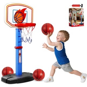 Joyfy Adjustable Toddler Basketball Hoop With Air Pump & 4 Mini Basketballs For Kids Indoor Outdoor Play Birthday Christmas Gift For Boys Girls Age 1+ - 1 of 4