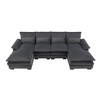 Ridstar Modern 6-seat U-shaped Sectional Sofa with Waist Pillows For Living Room & Apartment-Gray - 3 of 4