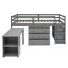 PAGED Simple Wooden Low Loft Bed Bunk Bed with Movable Desk, Twin Size Bed Frame with Storage, Ladder and Guardrail for Kids, Teens - 2 of 4
