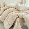Beige Striped Duvet Cover Set, Queen Size, 100 Washed Cotton, Wide Pinstripes - 2 of 4