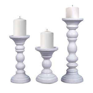Mela Artisans Willow Handcrafted Matte White Candleholder Set of 3 - 1 of 4