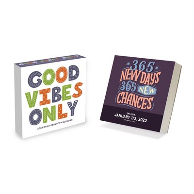 2022 Desktop Daily Calendar Good Vibes Only - The Time Factory