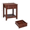 Costway Night Stand End Side Table Bedside Accent Table with Drawer and Storage Shelf - 2 of 4