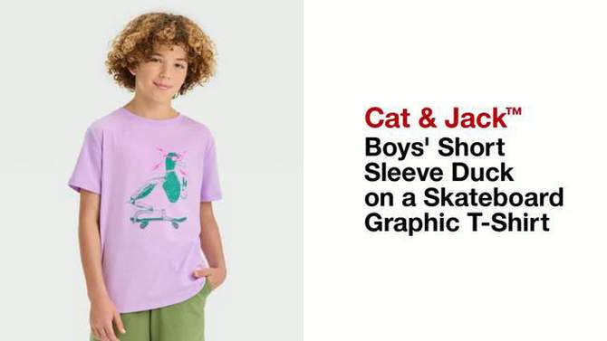 Boys' Short Sleeve Duck on a Skateboard Graphic T-Shirt - Cat & Jack™ Purple, 2 of 5, play video