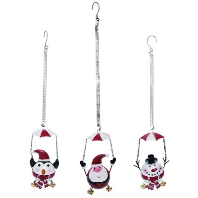 Transpac Metal 17 in. Multicolor Christmas Parachute Character with Spring Set of 3