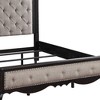 66.5" Queen Bed Chelmsford Bed Beige Fabric Antique Black Finish - Acme Furniture: Linen Upholstery, Wood Frame, Tufted Design - 3 of 4