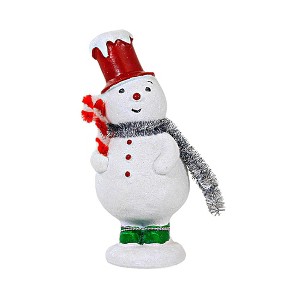 Ganz 4.75 In Vintage-Looking Snowman Figurine Christmas , Top Hat Tinsel Scarf (1PC) - 1 of 3