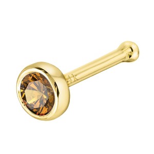 Jewelry Avalanche 22G 14K Gold Bezel-set Citrine Ball-end Nose Stud - 1 of 3