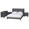 Baxton Studio Etienne Modern Slate Grey Velvet Queen 4-Piece Bedroom Set - 2 of 4