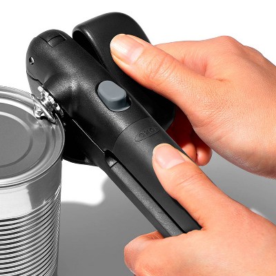 OXO Black Stainless Steel Snap-Lock Can Opener with Ergonomic Handle