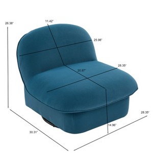 Gulches Pumpkin-Shaped 360° Swivel Accent Chair, Soft Velvet Upholstered Chair with Sturdy Wood Frame & Metal Base, Comfy Chair - 1 of 4