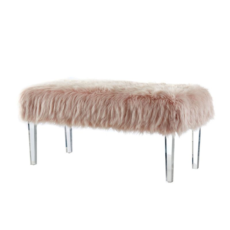 42&#34; Korbin Faux Fur Like Glam Bench - HOMES: Inside + Out, 1 of 5