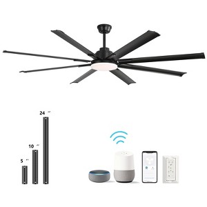 Large Contemporary 72in Smart Ceiling Fan DC Motor 8 Blade High CFM Ceiling Fan with Light and Remote Control Timer APP - 1 of 4