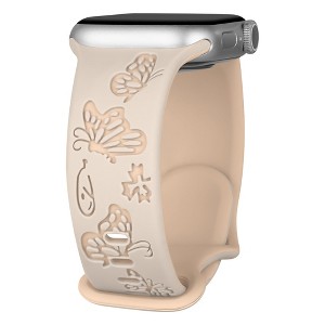 HTUTWOO Butterfly Engraved Apple Watch Band, Two-Tone Silicone Strap 38/40/41/42/44/45mm for iWatch Series 10 9 8 7 6 5 4 3 2 1 SE Ultra - 1 of 4