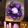 20 Inch 30 LED Halloween Wreath Decoration with Bat & Spider Purple Lights Battery Operated - 3 of 4
