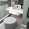PAGED 40" Round Footrest Ottoman Modern Coffee Table with Button Tufted Design, Velvet Vanity Stool Chair for Living Room, Bedroom - 2 of 4