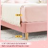 Twin Bed Frame with Headboard, Velvet Upholstered Twin Platform Bed Frame for Girls,Pink - 4 of 4